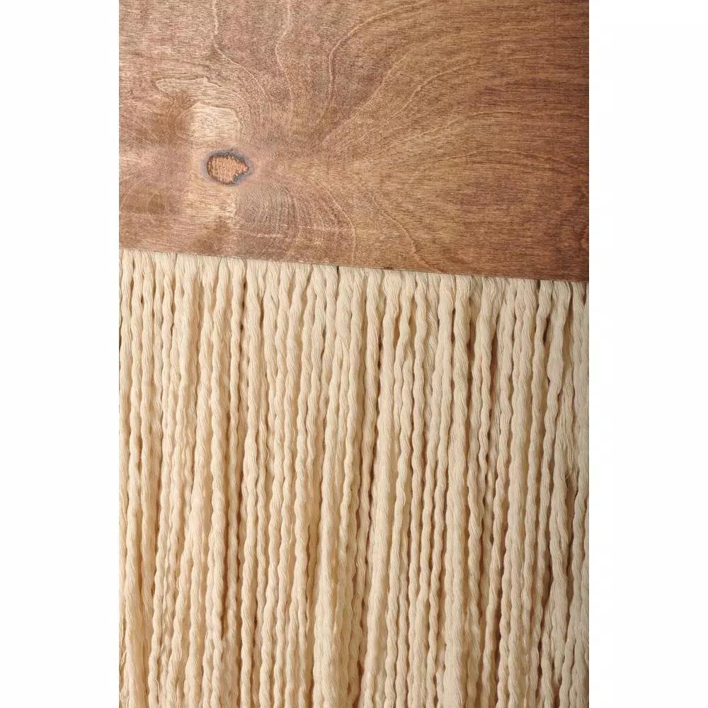 BrandtWorks 18 in. Wooden Round Fiber Art Wall Hanging - Bohemian Chic Handmade Cotton & Birch Wood Decor