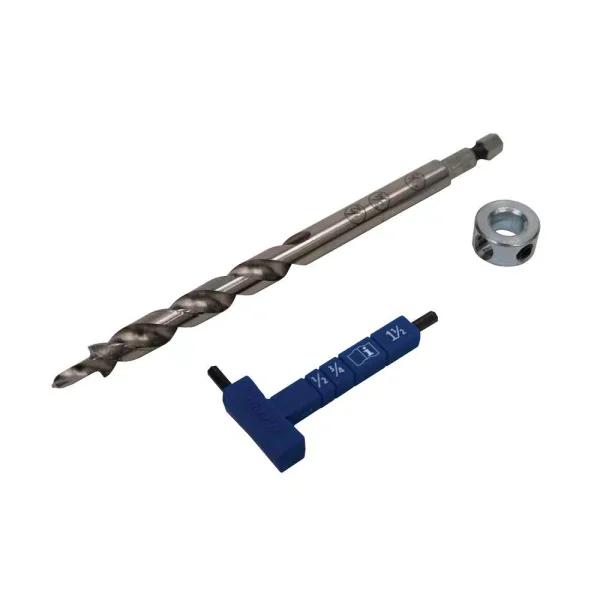 Kreg Easy-Set Pocket-Hole Drill Bit with Stop Collar and Thickness Gauge/Hex Wrench