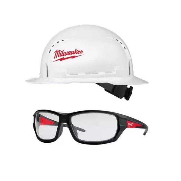 Milwaukee BOLT White Type 1 Class C Full Brim Vented Hard Hat with Performance Safety Glasses Kit