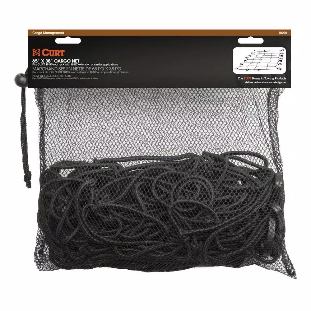 CURT 65" x 38" Extended Roof Rack Cargo Net, Black Nylon