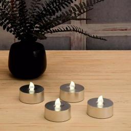 LUMABASE Silver Extra Large LED Tea Light Candles with Remote Control and Dual Timers, 4-Count thumbnail 4
