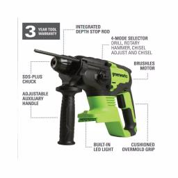 Greenworks 24V Cordless Brushless SDS-Plus Rotary Hammer, 2J (Tool Only) thumbnail 6