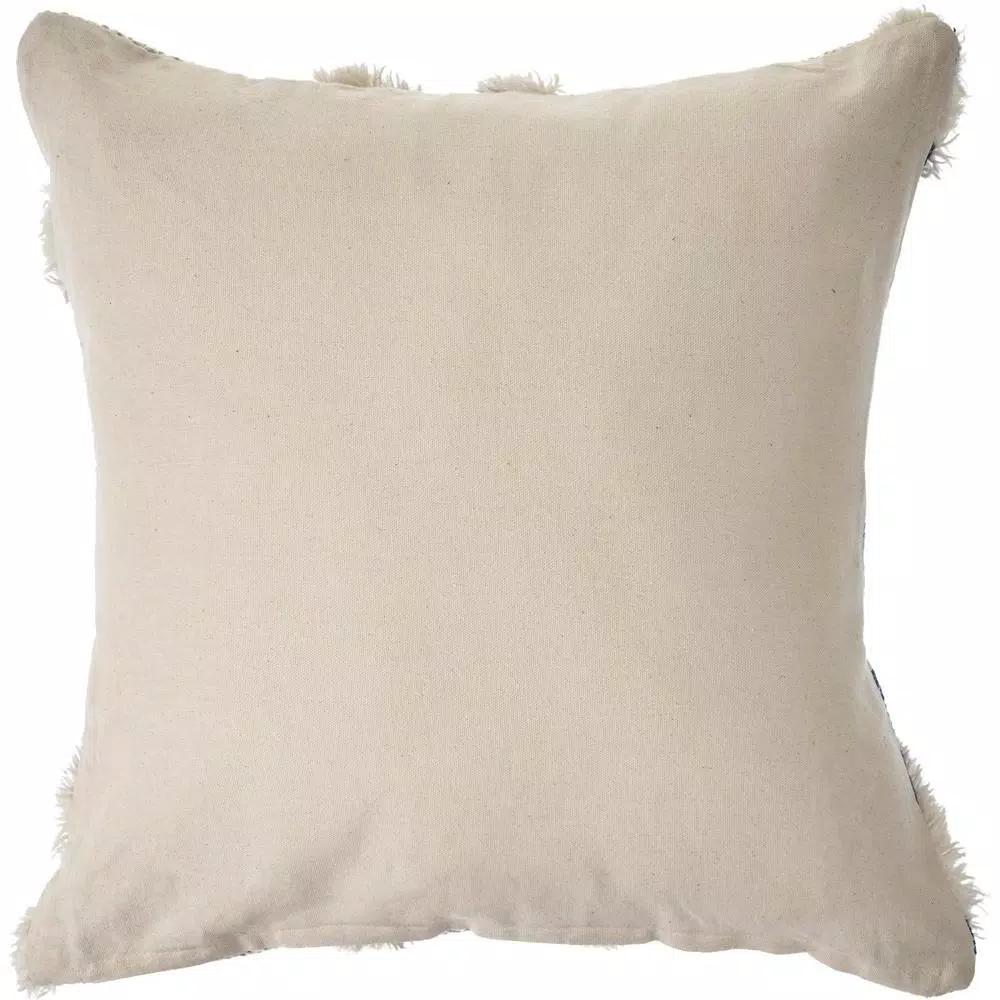 LR Home 20x20 Off White and Blue Tufted Geometric Throw Pillow - Southwestern Winter Paradise