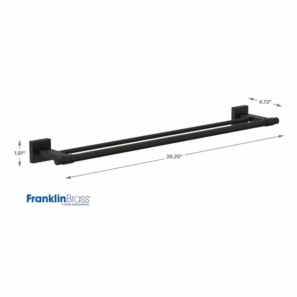 Franklin Brass Maxted 24 in. Double Towel Bar, Matte Black Modern Wall Mounted Bathroom Hardware