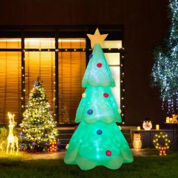 Glitzhome 9 ft. Lighted Inflatable Christmas Tree Decor with Metallic Ornaments and Gold Star thumbnail 2