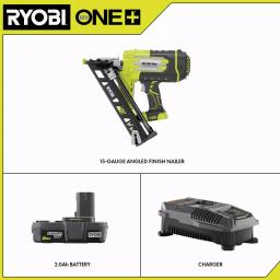 RYOBI 18V ONE+ 15-Gauge Angled Cordless AirStrike Finish Nailer Kit with 2.0 Ah Battery and Charger thumbnail 2