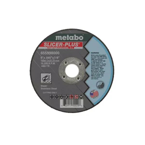 Metabo Slicer-Plus 6 in. x 0.045 in. x 7/8 in. Cut-Off Wheel (Type 1), 50 Pack