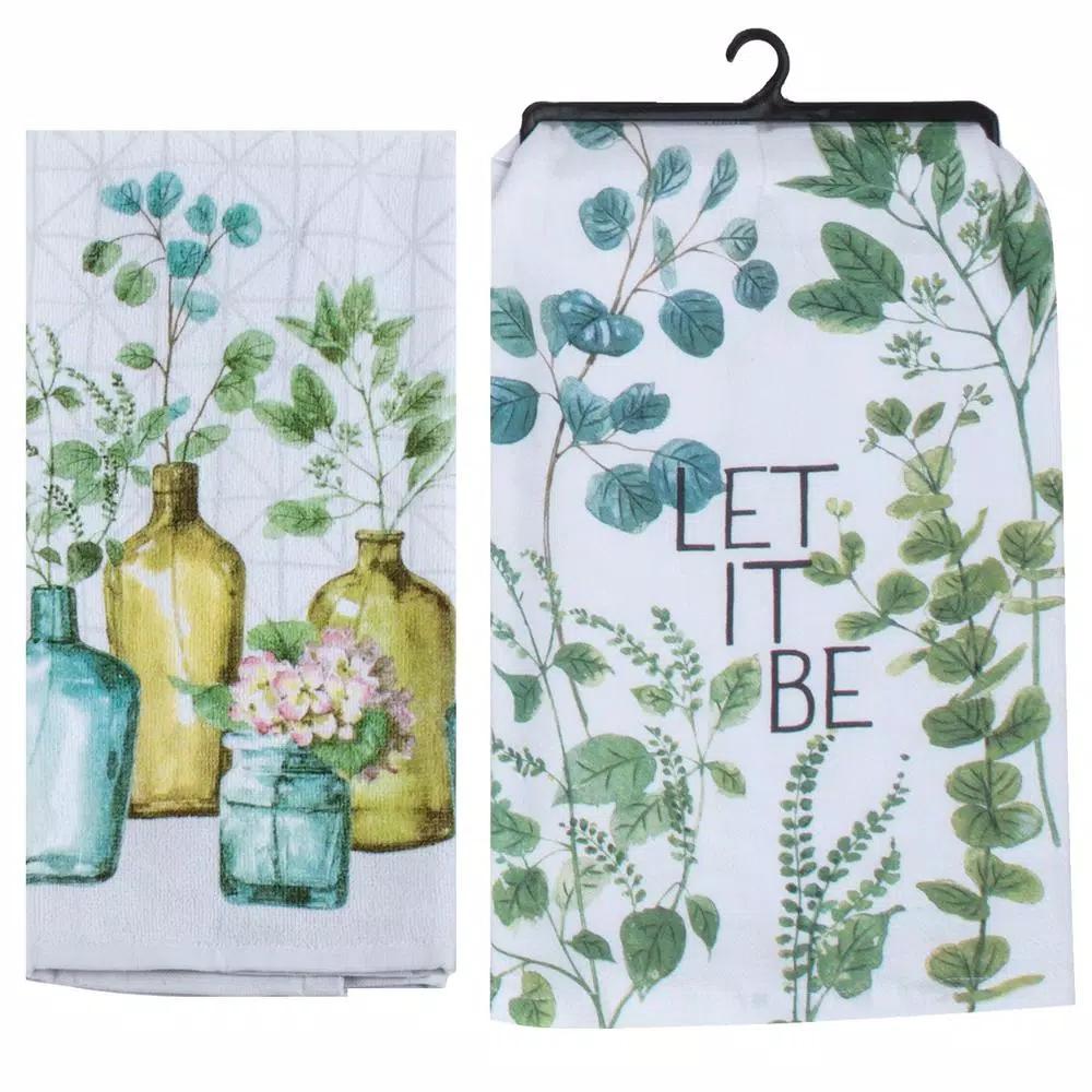 Kay Dee Lisa Audit Greenery Watercolor Cotton Kitchen Textile Set, 4-Piece