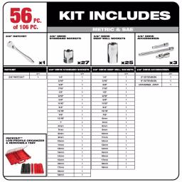 Milwaukee 130-Piece Ratchet and Socket Mechanics Tool Set with PACKOUT Modular Storage thumbnail 2