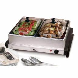 Elite Electric Double Buffet Server and Flat Warming Tray, Stainless Steel thumbnail 1