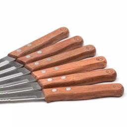Outset Rosewood 6-Piece Stainless Steel Steak Knife Set with Serrated Edges thumbnail 3