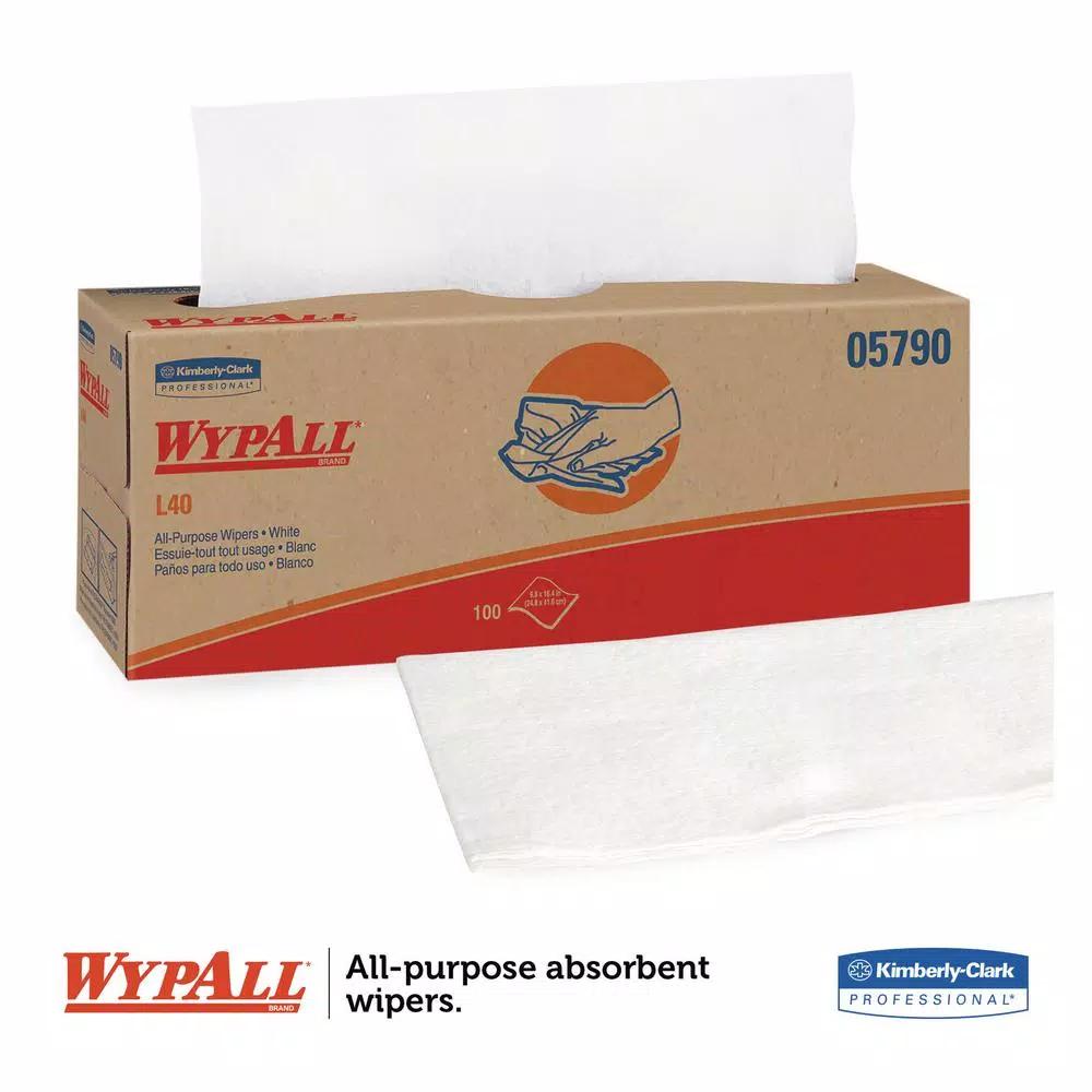 WypAll L40 Pop-Up White Paper Towels, 16.4 x 9.8 in, 100 Count per Box, 9 Boxes per Carton