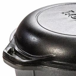Lodge 5 Qt. Round Cast Iron Double Dutch Oven with Skillet Lid, Black thumbnail 2