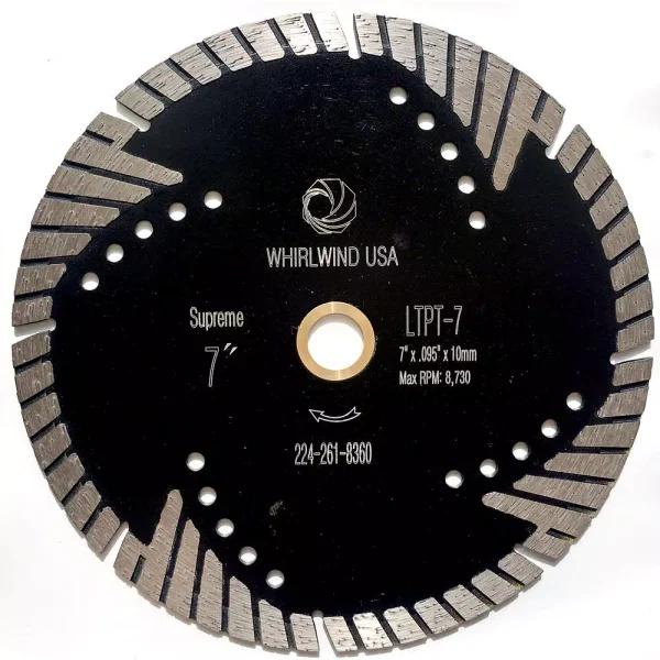 Whirlwind USA 7 in. Turbo Segmented Diamond Saw Blade for Granite, Marble, and Concrete