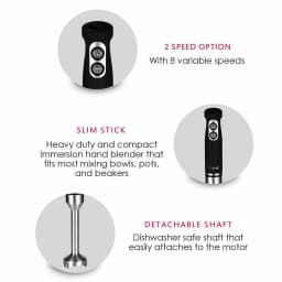Boyel Living 6-in-1 Black Stainless Steel 500W Immersion Hand Blender Set with 8-Speed Control thumbnail 5