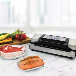 Nesco Deluxe Vacuum Sealer, 130W Double Vacuum Pump with Bag Cutter and Roll Storage, Black and Silver thumbnail 5