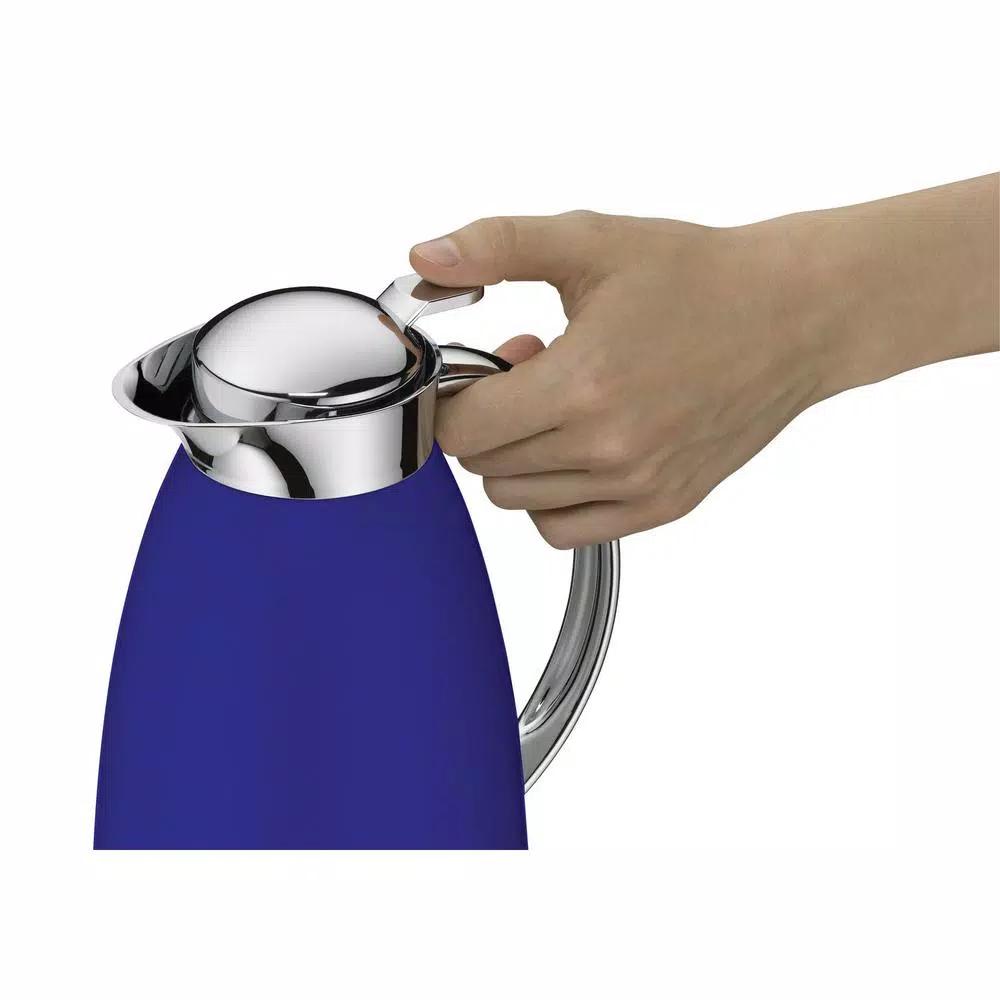 Alfi Gusto Glass Vacuum Carafe, 1.06 Qt. Thermal Coffee Server, Royal Blue