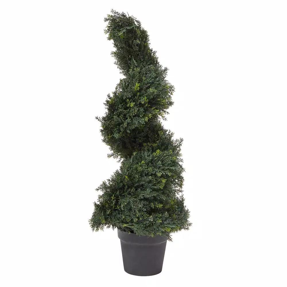 Pure Garden 36 in. Artificial Cypress Spiral Topiary with Pot