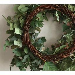 Glitzhome 26 in. Artificial Green Wreath with Roses, Eucalyptus, and Lambs Ear thumbnail 4