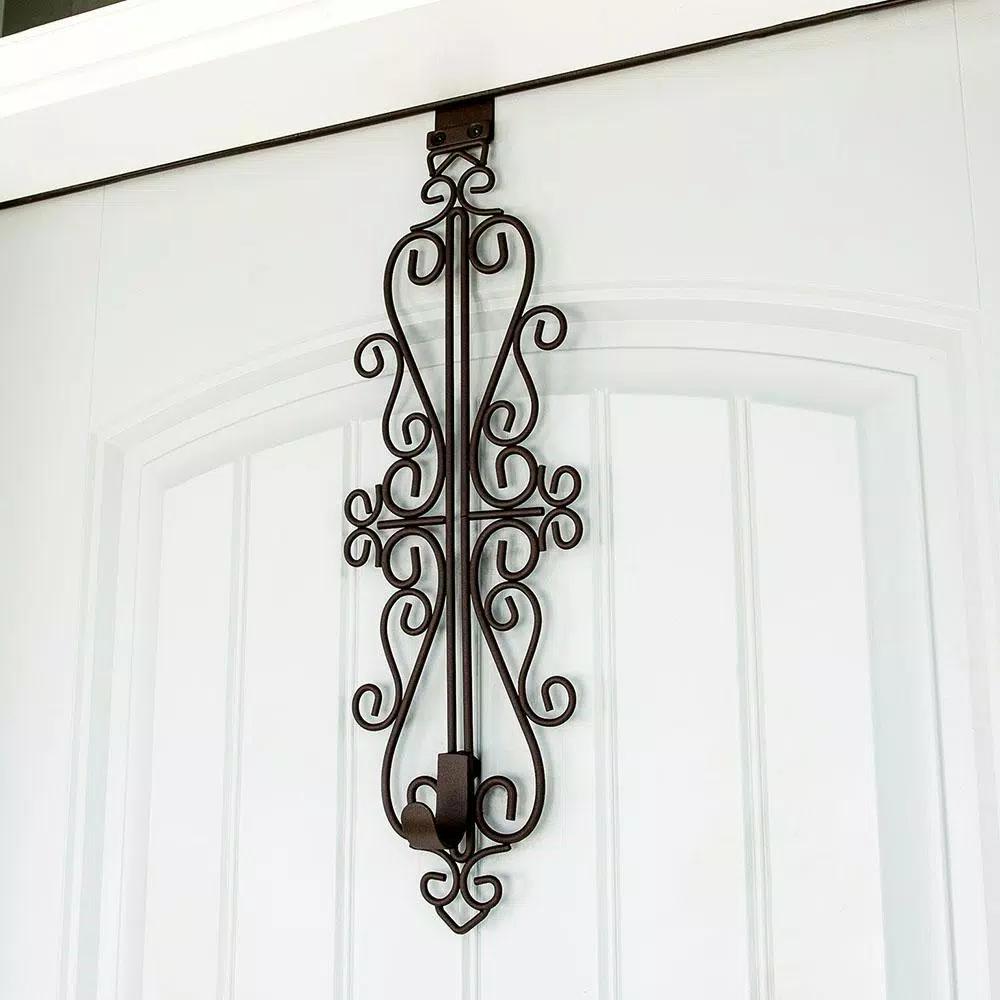 Village Lighting Company Colonial Adjustable Wreath Hanger, Durable Wrought Iron Door Hook, Holds up to 20 lbs