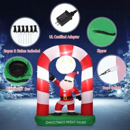 Costway 7.5 ft. Christmas Inflatable Santa Claus Archway Yard Decoration with Lights thumbnail 4