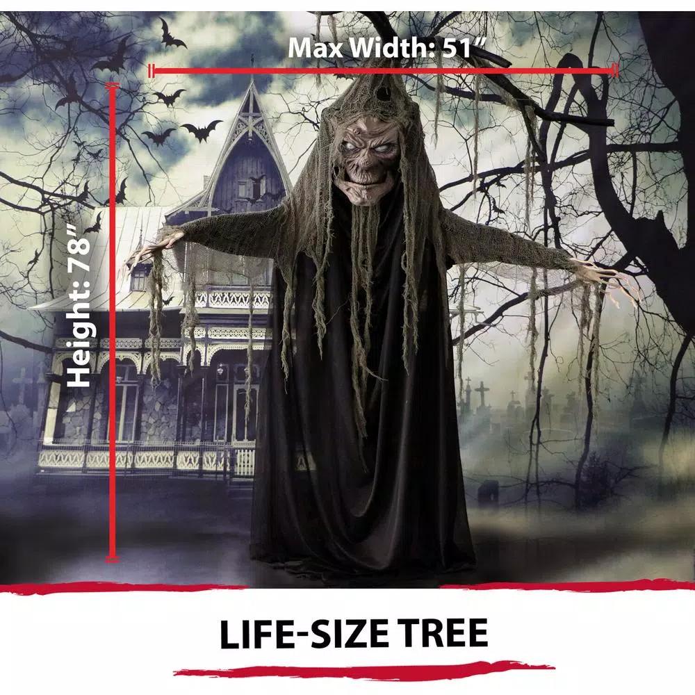 Haunted Hill Farm 6.5 ft. Animatronic Talking Tree Halloween Prop with Sound and Lights