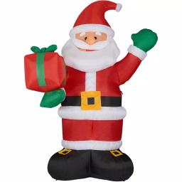 Fraser Hill Farm 10 ft. Santa Claus with Gift Bag Christmas Inflatable with White Lights thumbnail 1