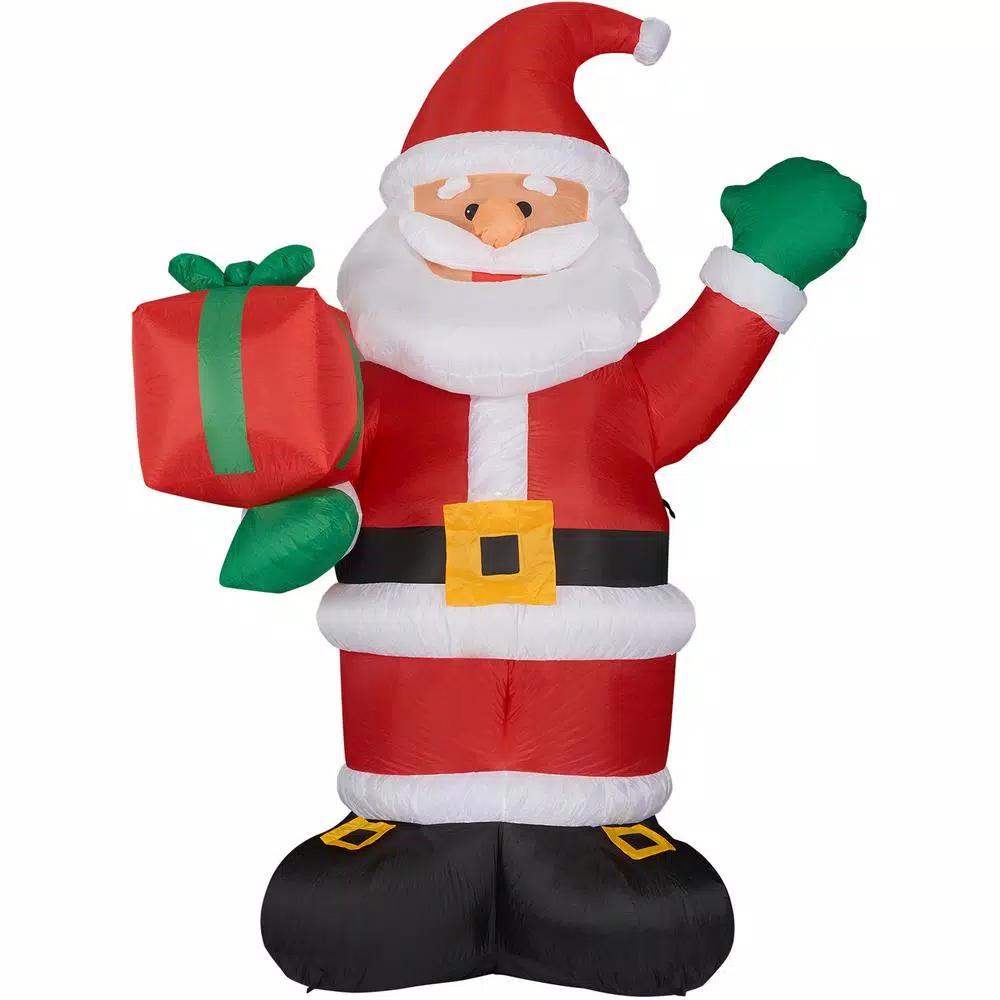 Fraser Hill Farm 10 ft. Santa Claus with Gift Bag Christmas Inflatable with White Lights