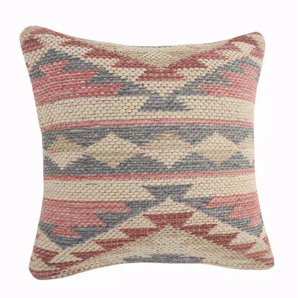 LR Home Eclectic Multi-color Southwestern Graphic Throw Pillow, 18 x 18 in, 100% Cotton