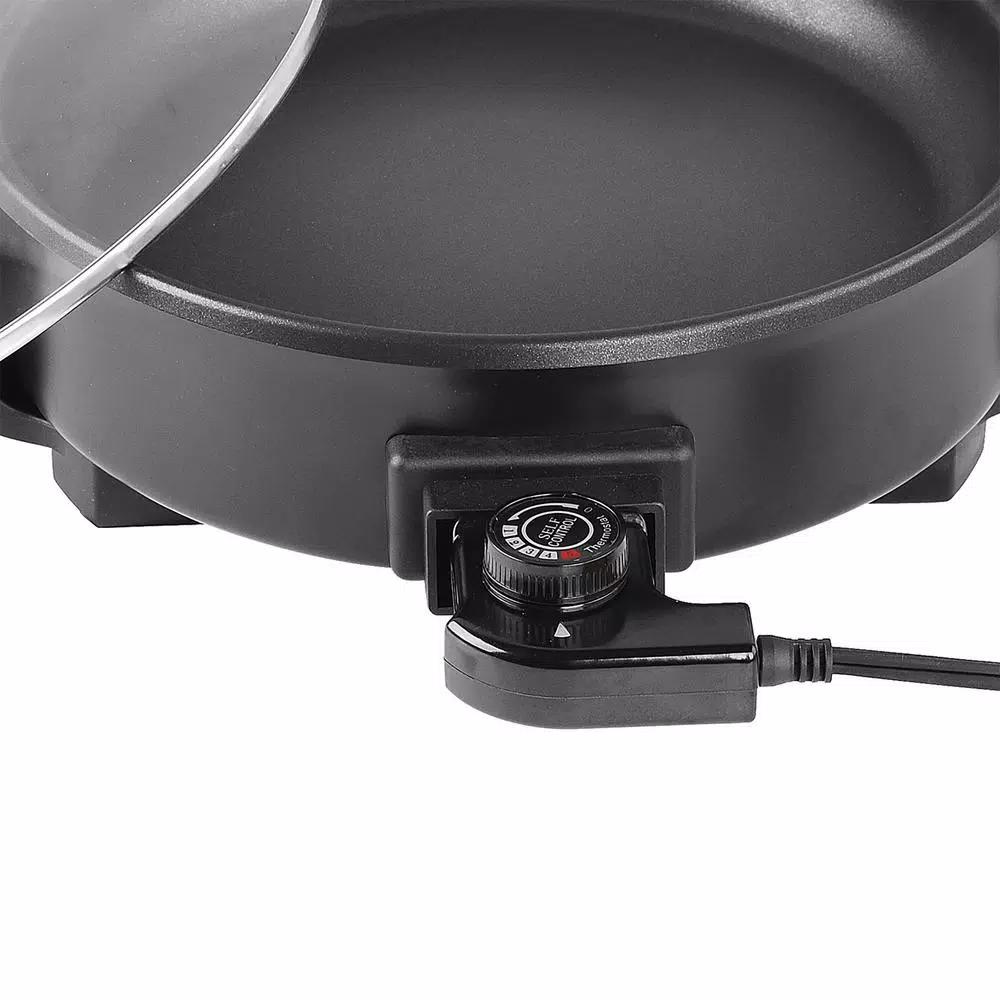 Brentwood Appliances 12 in. Round Nonstick Electric Skillet with Vented Glass Lid, 1400W, Black