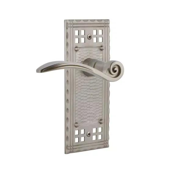 Nostalgic Warehouse Swan Craftsman Privacy Lever, 2-3/4 in. Backset, Satin Nickel