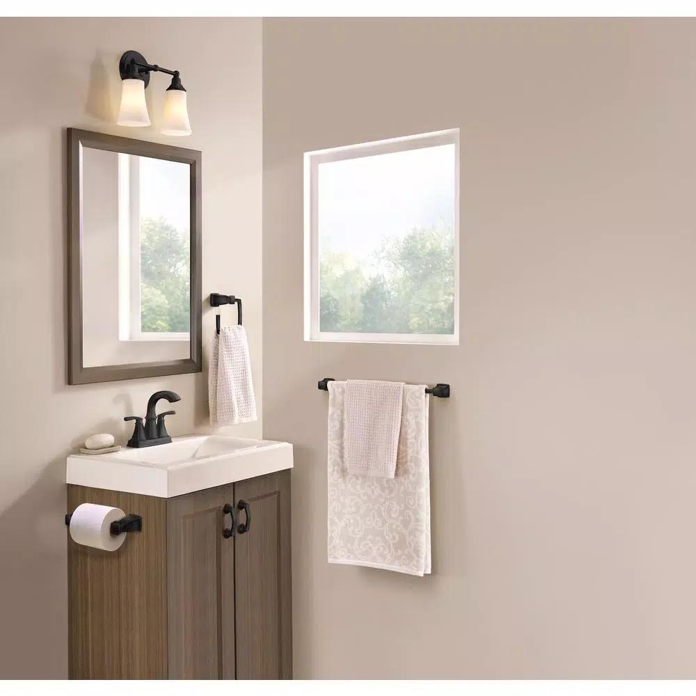 Moen Hensley 3-Piece Matte Black Bath Hardware Set with 24 in. Towel Bar, Paper Holder, and Towel Ring