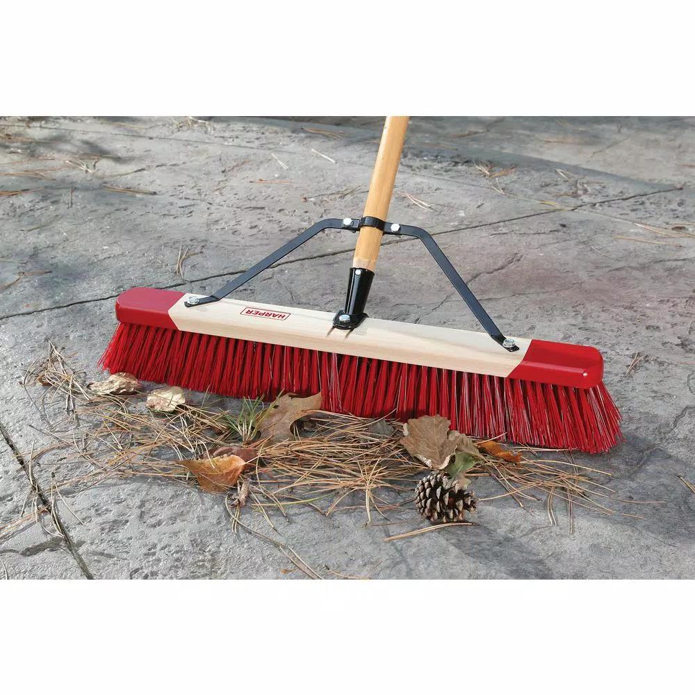 Harper 24 in. Outdoor Push Broom with 60 in. Lacquered Hardwood Handle
