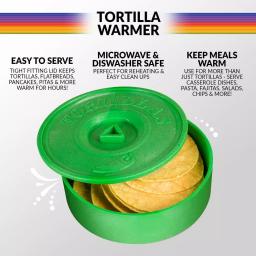 Taco Tuesday 5 Qt. Green Plastic Tortilla Warmer, Microwave Safe thumbnail 6