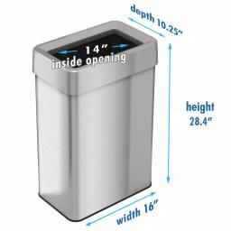 iTouchless 18 Gal. Stainless Steel Slim Open Top Commercial Trash Can with Dual Odor Filters thumbnail 6