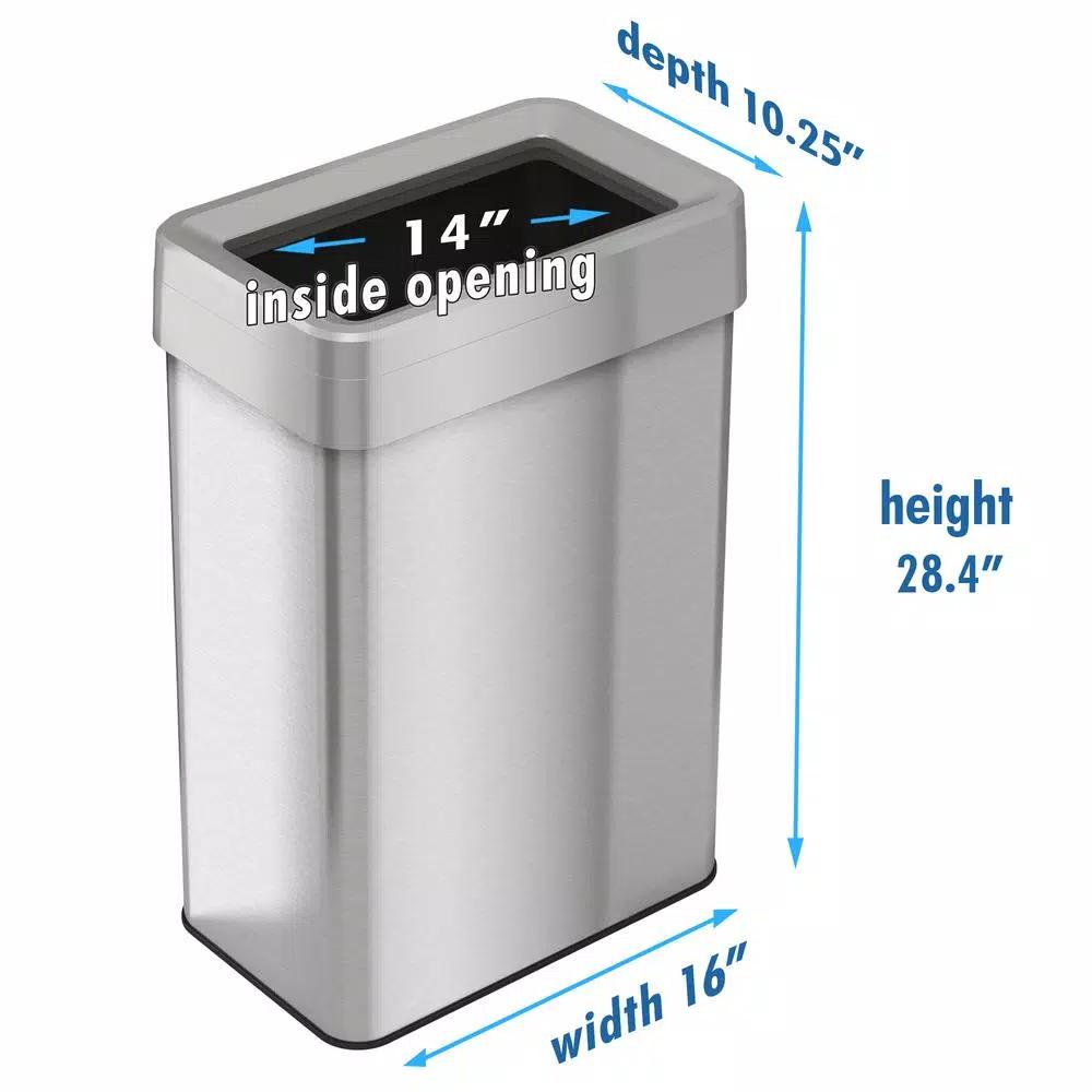 iTouchless 18 Gal. Stainless Steel Slim Open Top Commercial Trash Can with Dual Odor Filters