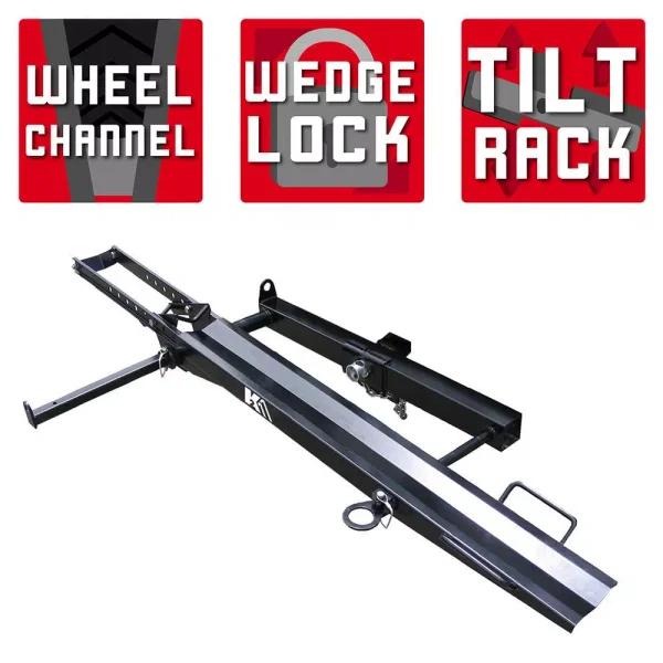 Detail K2 400 lb. Capacity Hitch Mounted Motorcycle Carrier with Adjustable Front Wheel Channel