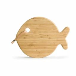 Sagaform Fish Shaped Oak and Bamboo Serving and Cutting Board with Leather Strop thumbnail 1
