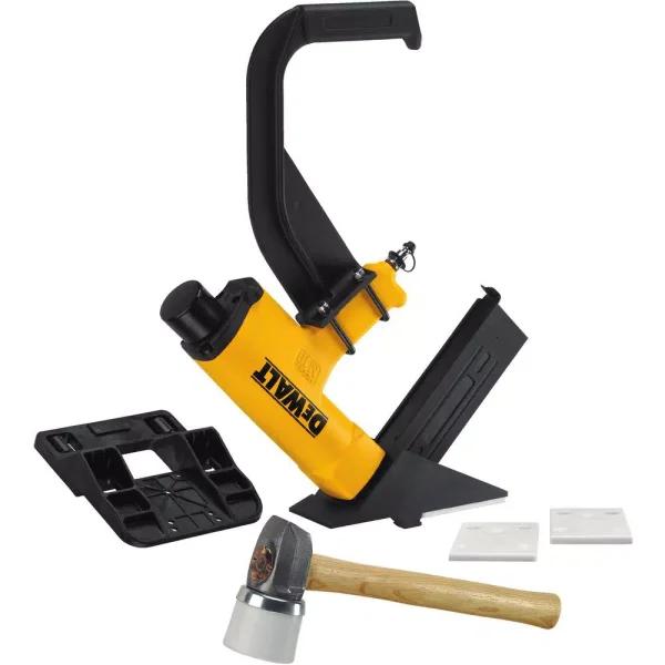 DEWALT Pneumatic 15.5-Gauge Hardwood Flooring Stapler with Mallet and Base Plates