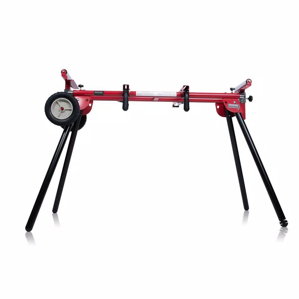 General International MS3102 Miter Saw Stand with Solid Tires and Adjustable Extensions
