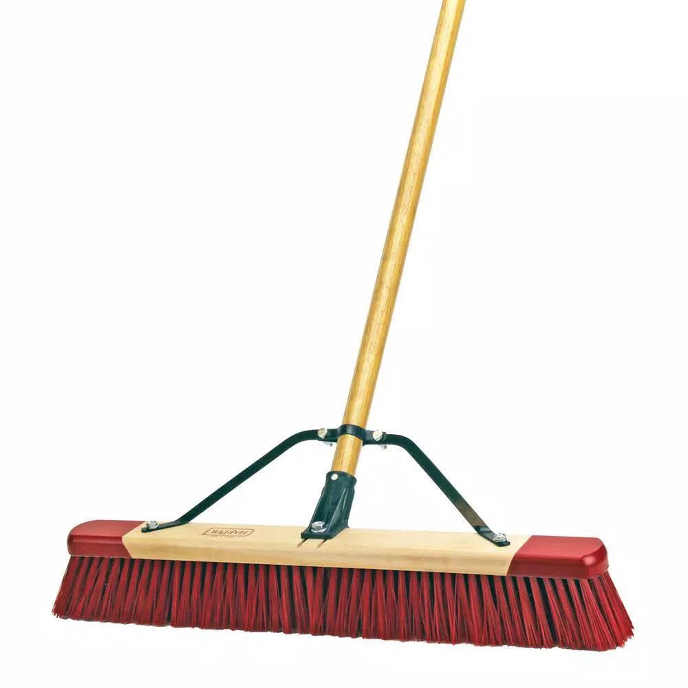 Harper 24 in. Outdoor Push Broom with 60 in. Lacquered Hardwood Handle