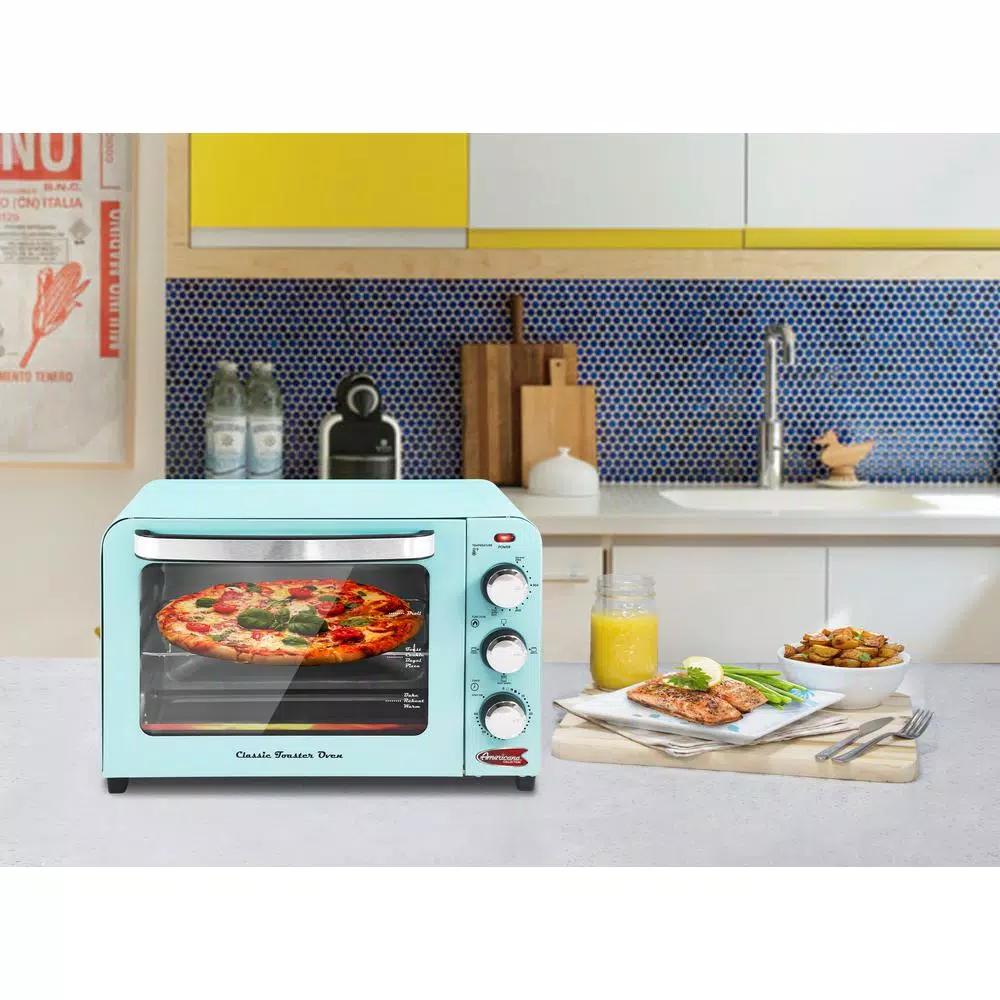 Americana Elite Americana 6-Slice Retro Toaster Oven, 1500W, Blue