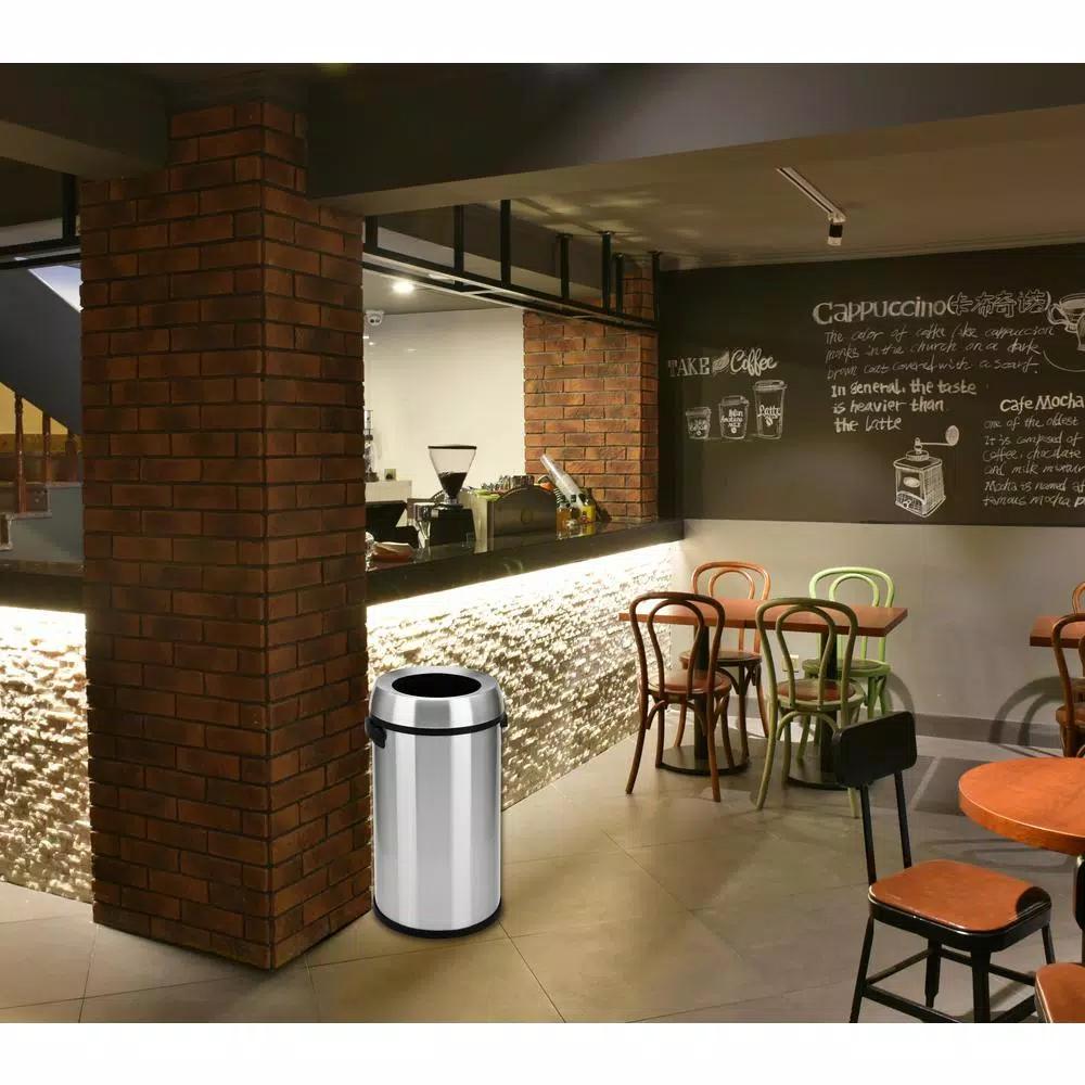 Step N' Sort 65 L Stainless Steel Commercial Open Top Trash Can with Carry Handle