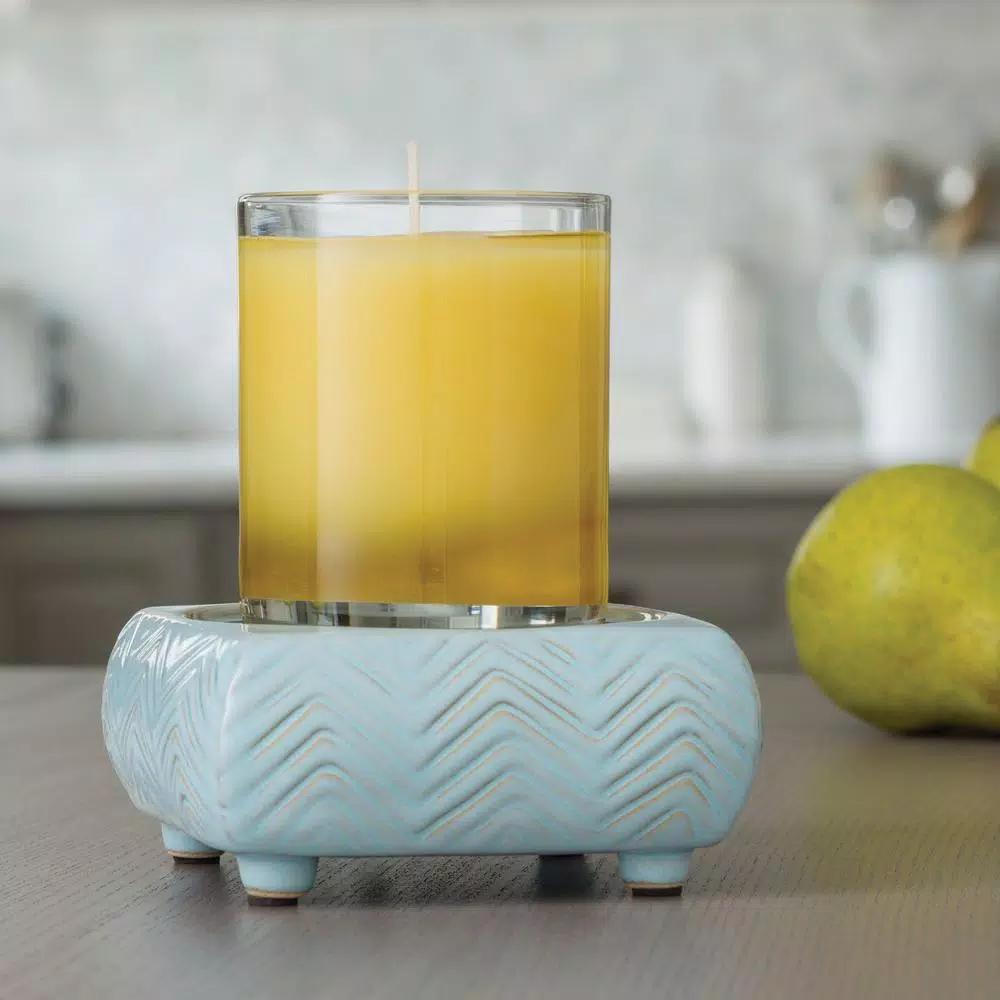 Candle Warmers Etc 5.2 in. Chevron 2-in-1 Classic Fragrance Warmer - Sky Blue Reactive Glaze
