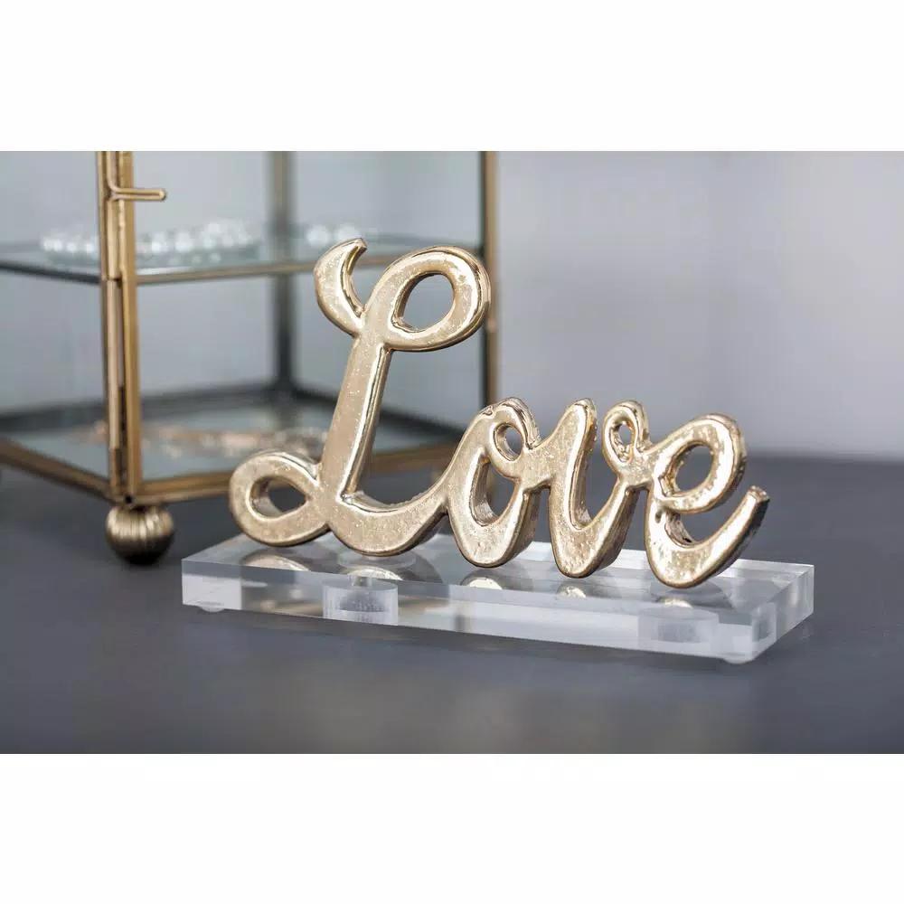 LITTON LANE Modern Gold and Silver Aluminum "Love" Letter Cut-Outs, Set of 2