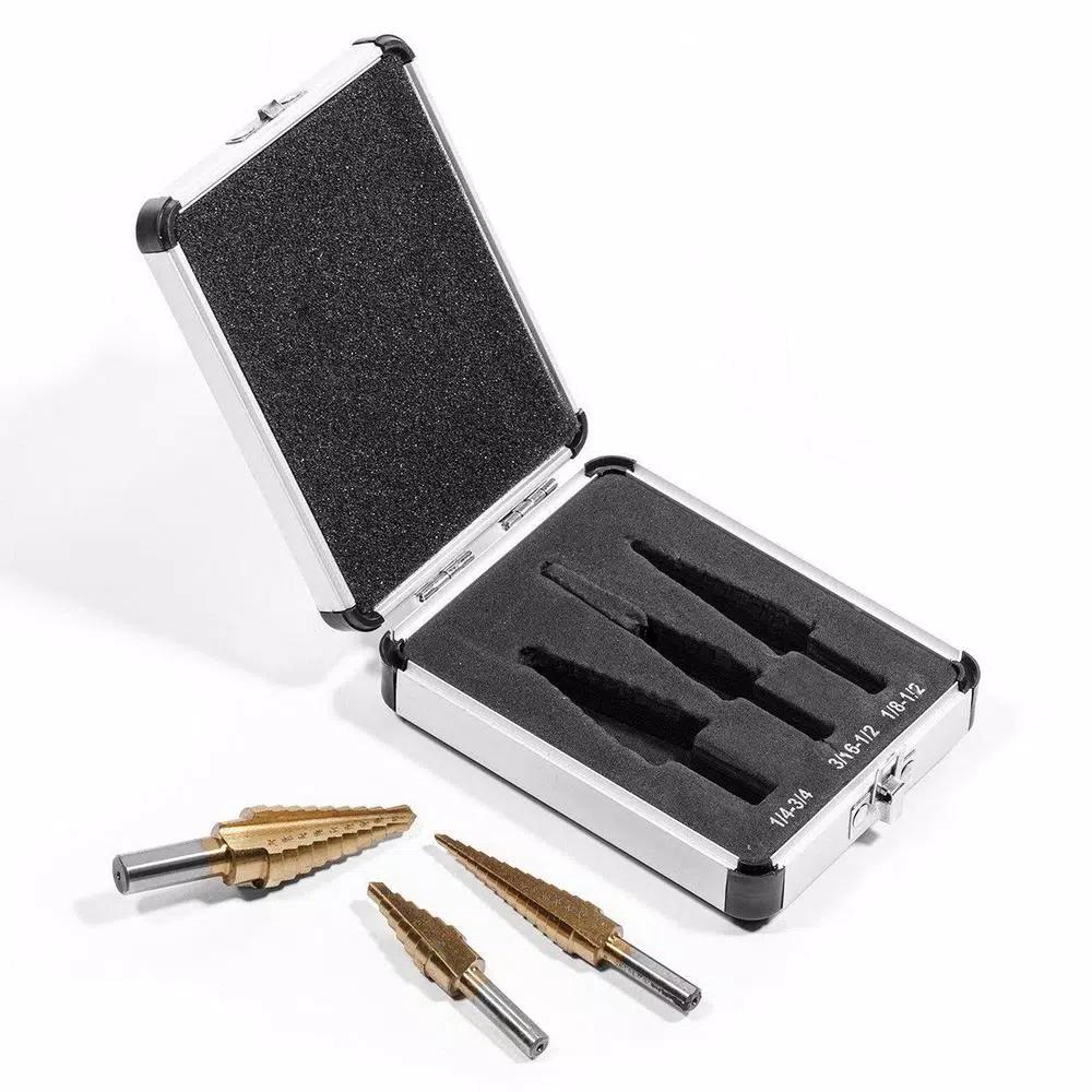 Stark 3-Piece Titanium Coated HSS Heavy Impact Step Drill Bit Set