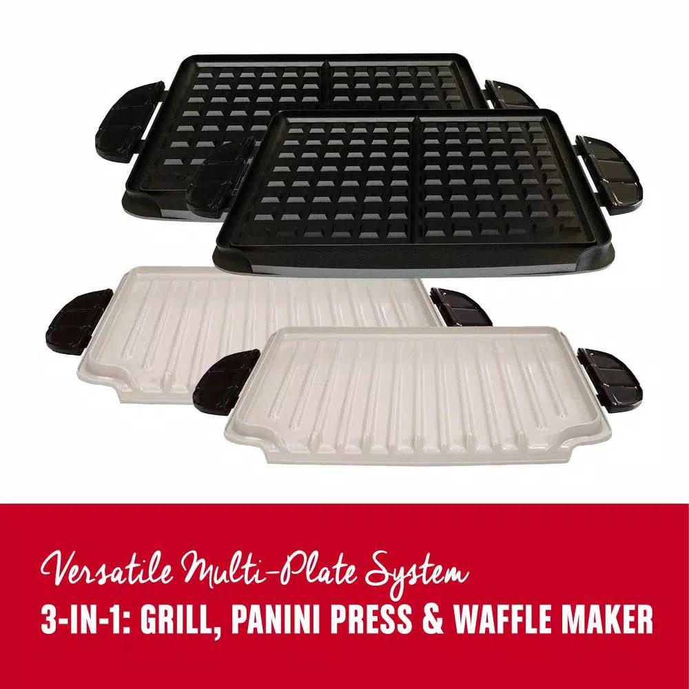 George Foreman Evolve 144 sq. in. Platinum Indoor Grill System with Ceramic and Waffle Plates