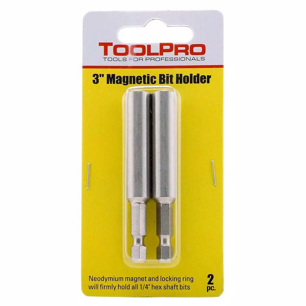 ToolPro 3 in. Magnetic Bit Holder Set, 2-Piece, 1/4 in. Hex Shank