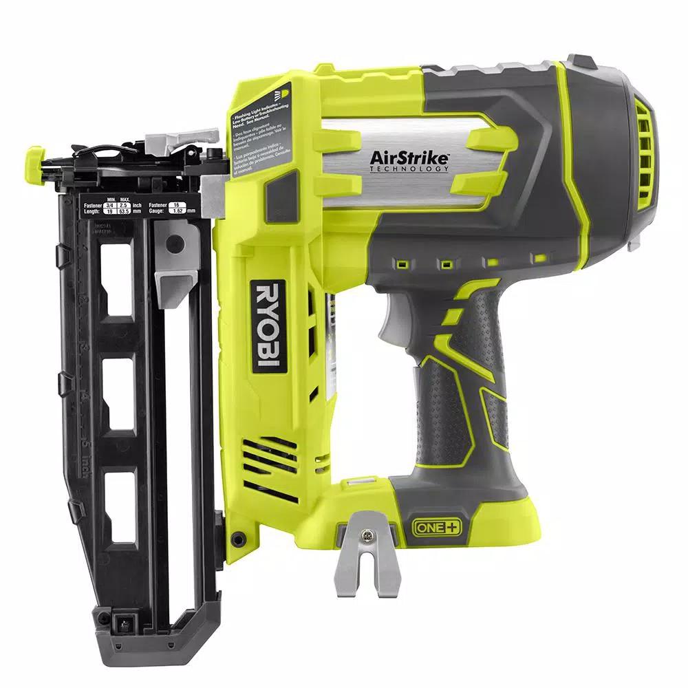 RYOBI 18V ONE+ AirStrike 16-Gauge 2-1/2 in. Straight Finish Nailer Kit with 1.3 Ah Battery and Charger