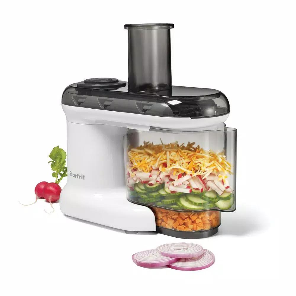 Starfrit Electric Mandoline Slicer, 7-in-1 Vegetable and Fruit Slicer, White